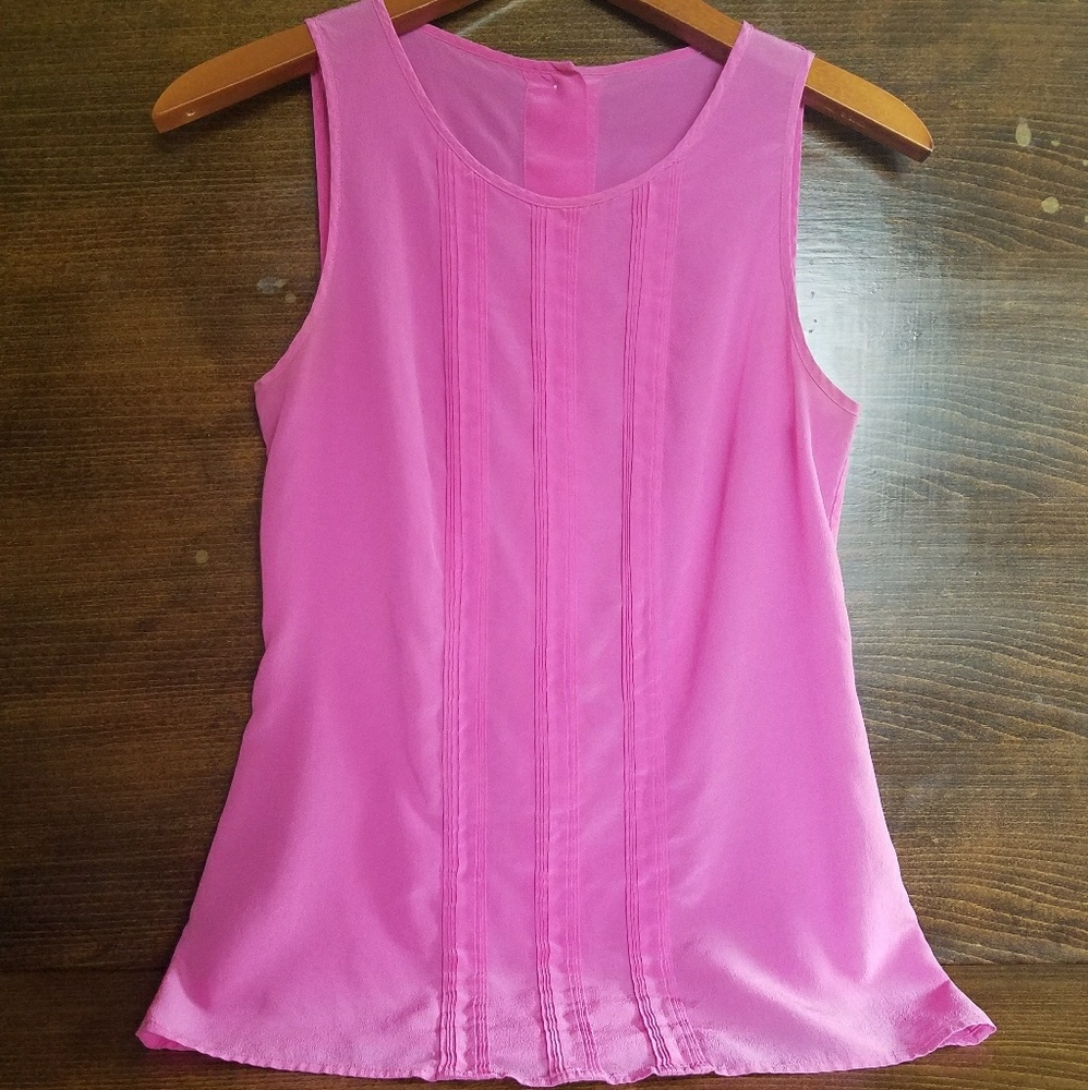 Banana Republic Pink Pleated Front Silk Tank